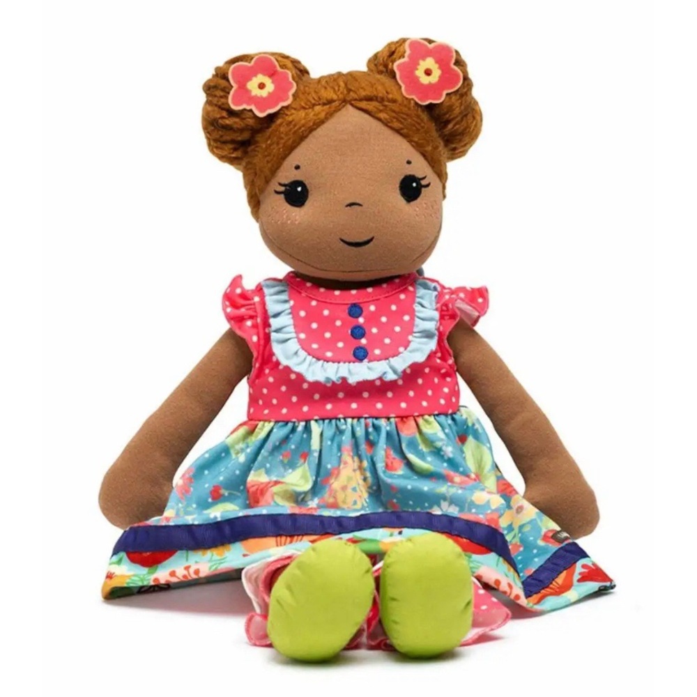 Matilda Jane Olivia Girl Plush Doll 18" W/ Dress Scrappies Brown Skin Floral NWT